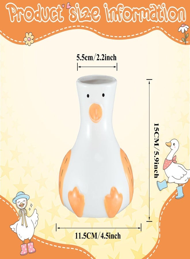 Ninehaoou Ceramic Goose Vase White Modern Flower Vase with Unique Goose Design Aesthetic Table Decor Funky Trendy Art Planter Holder for Flowers, Home Office Shelf Decoration - Image 2